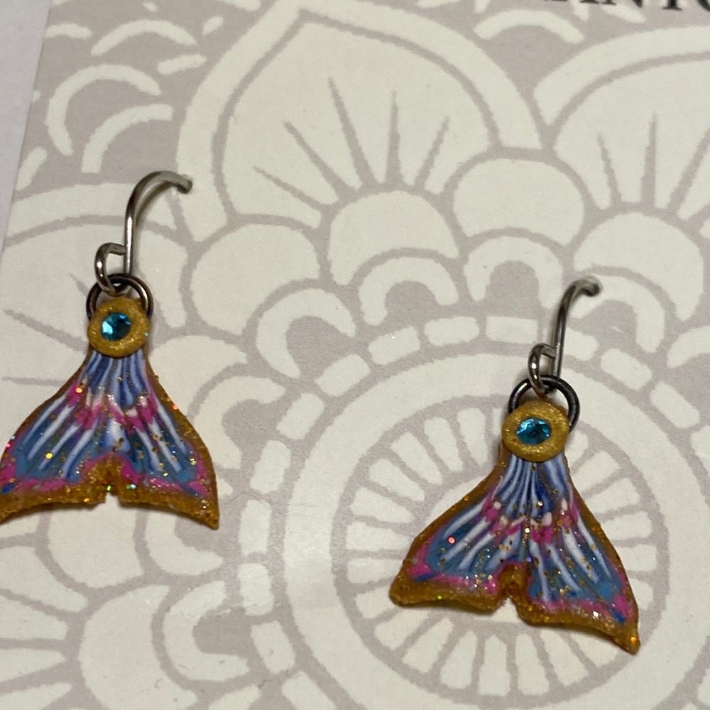NWT Nanette Bananto polymer clay mermaid tail dangle earrings